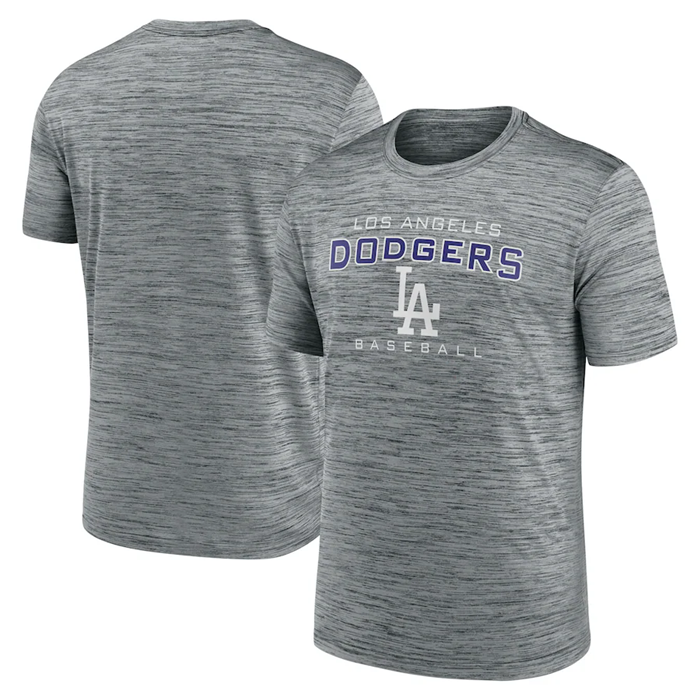 Men's Los Angeles Dodgers Grey Velocity Practice Performance T-Shirt
